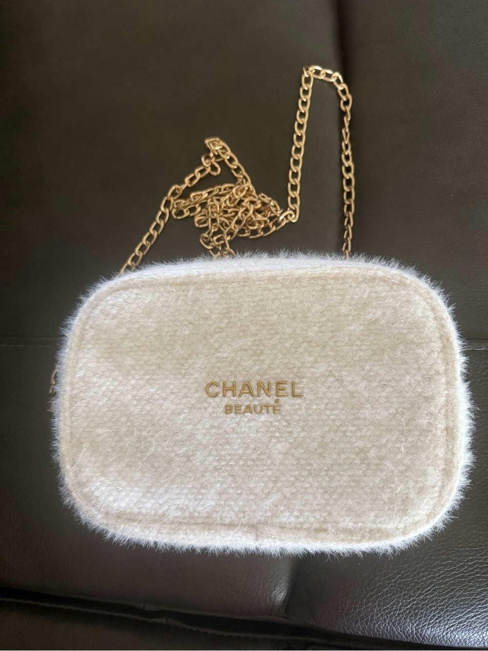 CHANEL Cream Crossbody Bag with Gold Chain